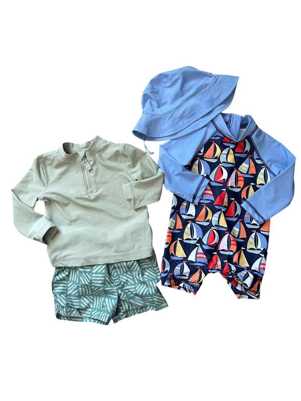 Little Me &‎ Carters Bundle of 2 Boys 12 month Swim Rash Guard Sets